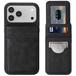 Leather Wallet Case with Kickstand (BLACK) for iPhone 17 Pro / 18 Pro