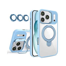 Magnetic Clear Case with 2 Kickstand & Camera Lens (Glacier) for iPhone 17 Pro / 18 Pro