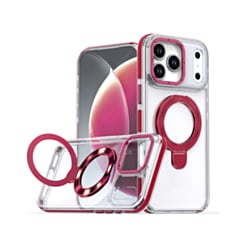 Transparent Wireless Charging Kickstand Case (Burgundy) for iPhone 17 Pro / 18 Pro