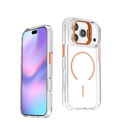 Magnetic Clear Case with Camera Kickstand for iPhone 17 Pro / 18 Pro (ORANGE)