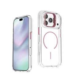 Magnetic Clear Case with Camera Kickstand for iPhone 17 Pro / 18 Pro (PINK)