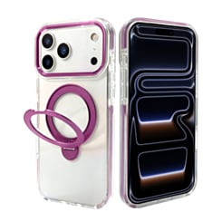 Transparent Magnetic Case with Kickstand (Burgundy) for iPhone 17 Pro Max / 18 Pro Max