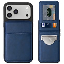 Leather Wallet Case with Kickstand (BLUE) for iPhone 17 Pro Max / 18 Pro Max