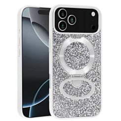 Sparkle Luxury Slim Case with Magnetic Kickstand for iPhone 17 Pro Max / 18 Pro Max (WHITE)