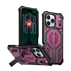 Heavy Duty Rugged Armor Case with Camera Protection Case with Kickstand (Burgundy) for iPhone 17 Pro Max / 18 Pro Max