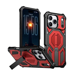 Heavy Duty Rugged Armor Case with Camera Protection Case with Kickstand (RED) for iPhone 17 Pro Max / 18 Pro Max