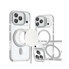 Thin Magnetic Clear Case with Camera Stand Kickstand (Clear) for iPhone 17 Pro Max / 18 Pro Max